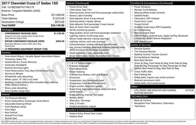 Used 2017 Chevrolet Cruze LT w/ Convenience Package image 2