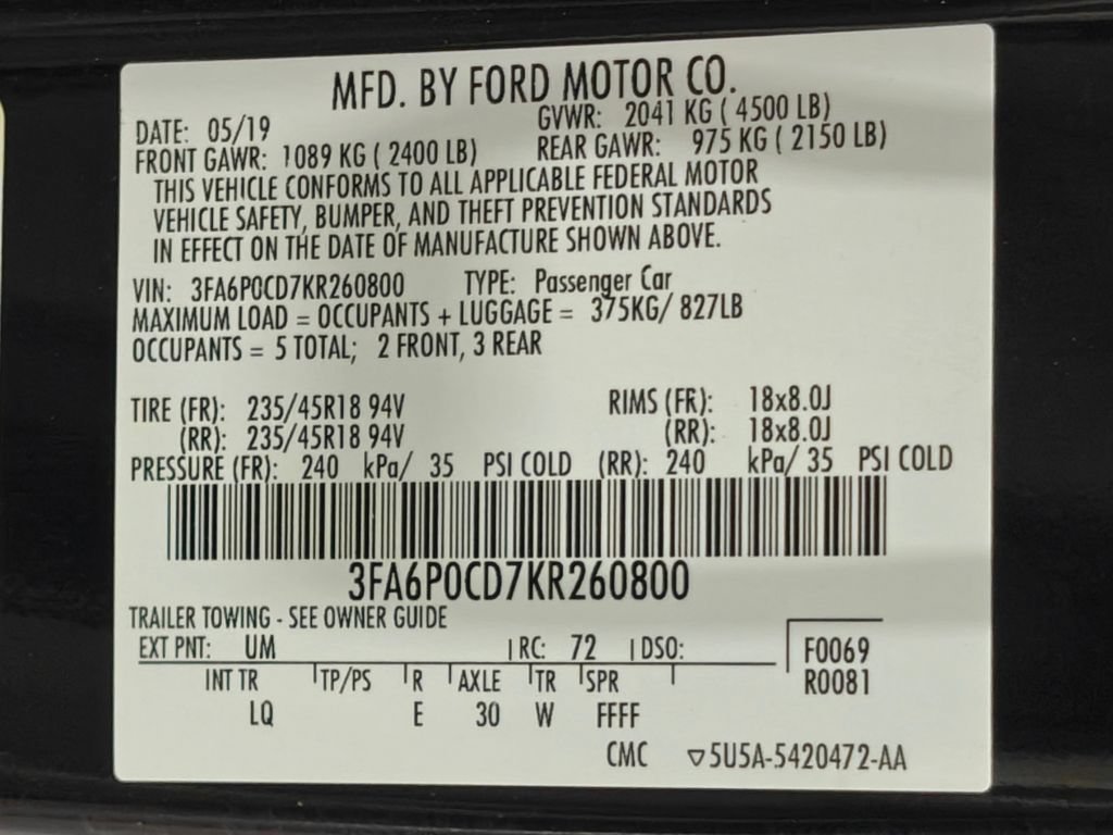 Used 2019 Ford Fusion SEL FWD image 51