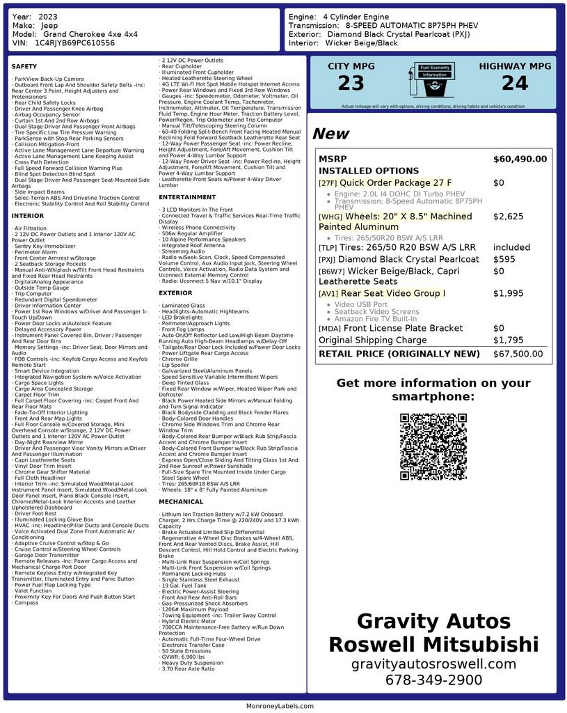 Used 2023 Jeep Grand Cherokee 4WD 4xe w/ Luxury Tech Group II image 3