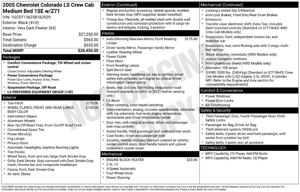 Used 2005 Chevrolet Colorado LS AWD/4WD image 29