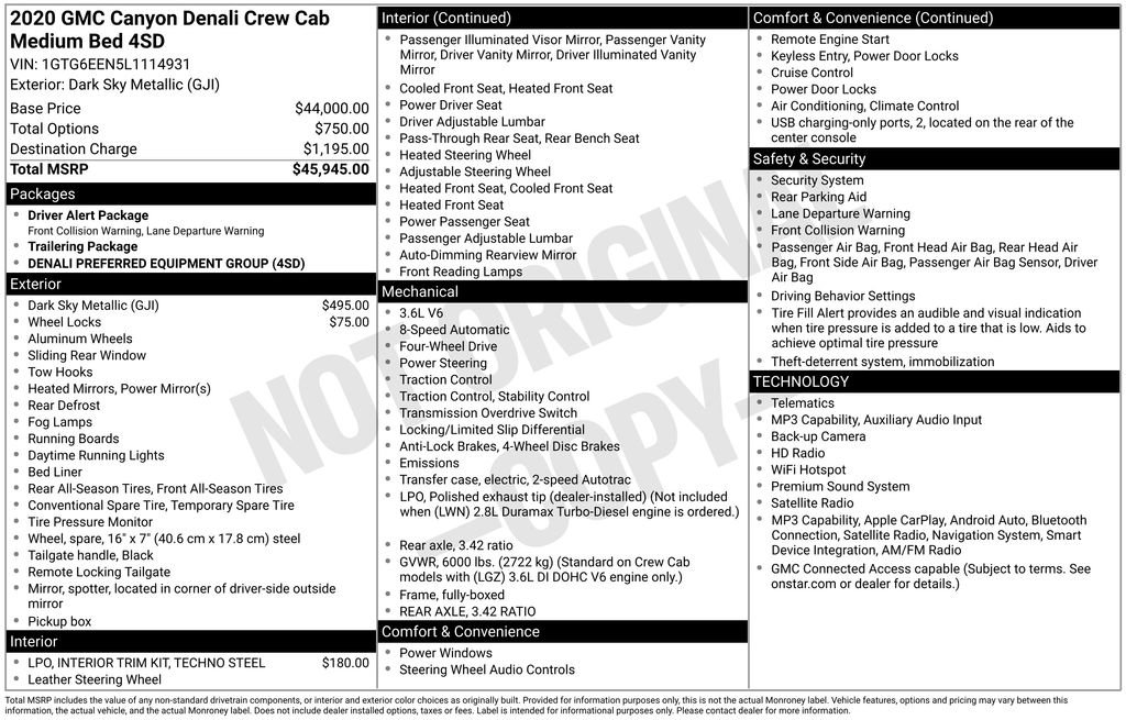 Used 2020 GMC Canyon Denali AWD/4WD image 2