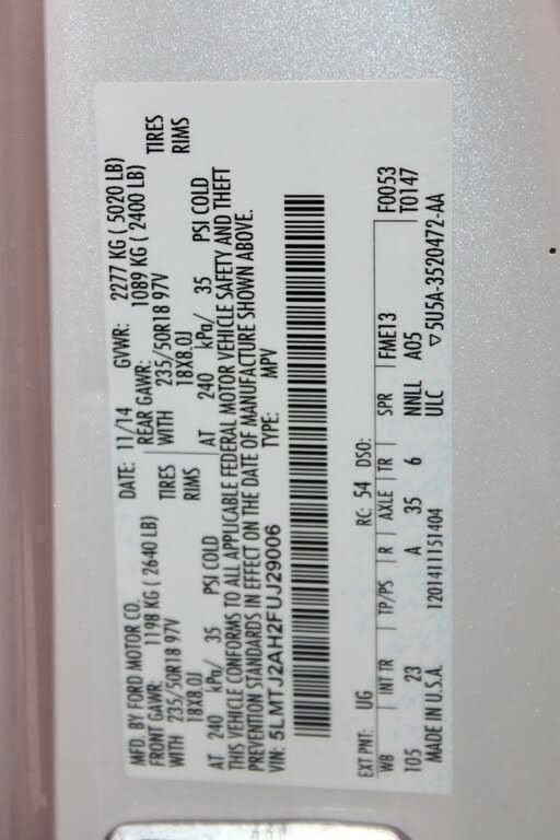 Used 2015 Lincoln MKC AWD w/ Equipment Group 101A Select image 43