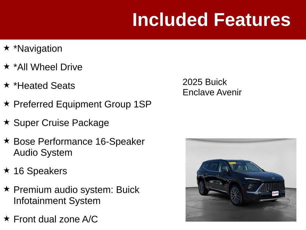 Used 2025 Buick Enclave Avenir w/ Super Cruise Package AWD/4WD image 3