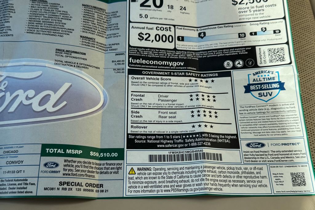 Certified 2021 Ford Explorer Platinum w/ Equipment Group 601A AWD/4WD image 43