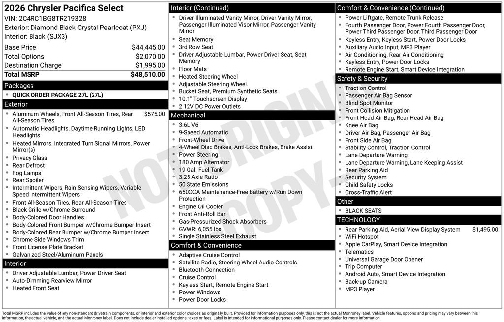 New 2026 Chrysler Pacifica Select FWD image 9