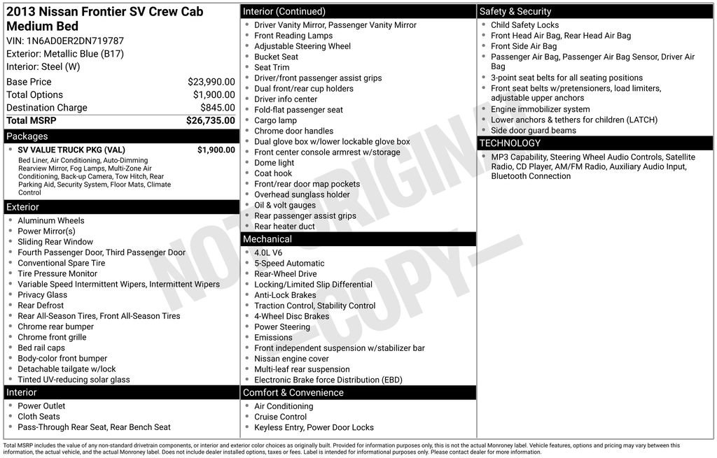 Used 2013 Nissan Frontier SV w/ SV Value Truck Pkg RWD image 7