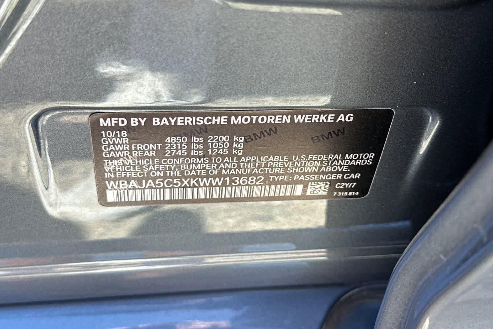 Used 2019 BMW 530i w/ Luxury Package RWD image 33