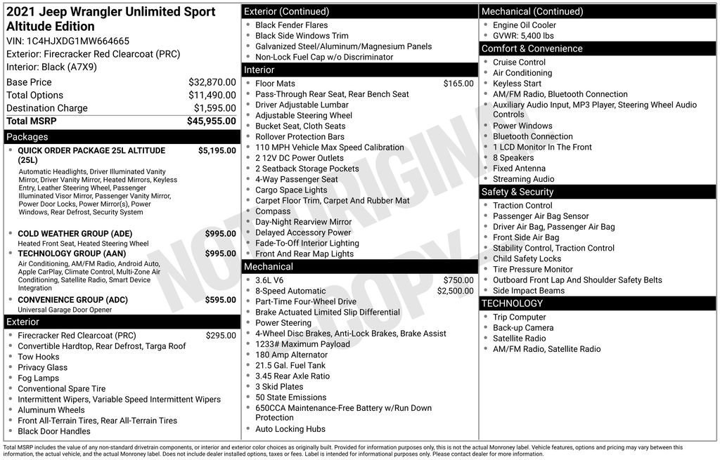 Used 2021 Jeep Wrangler Unlimited Sport image 10