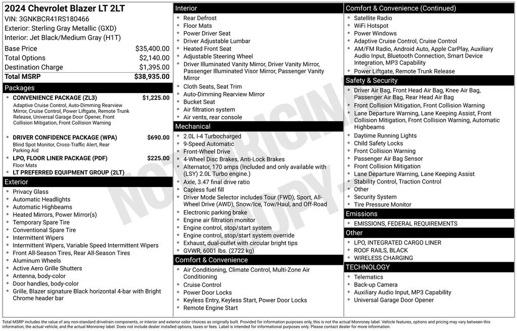 Certified 2024 Chevrolet Blazer LT w/ Convenience Package image 10