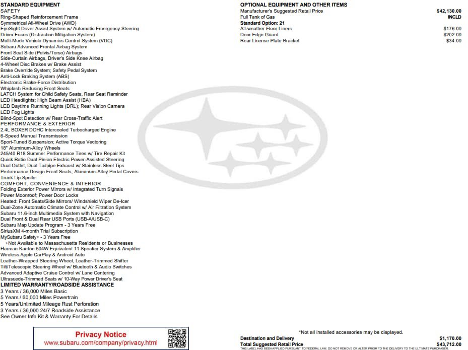 Used 2025 Subaru WRX Limited AWD/4WD image 3