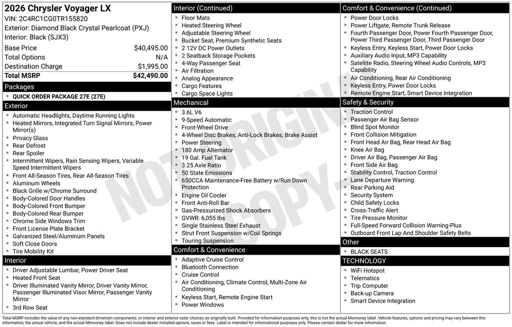New 2026 Chrysler Voyager LX image 6