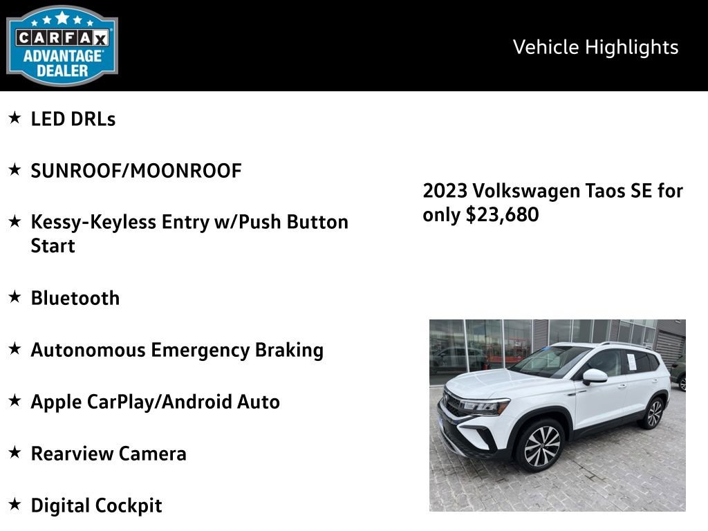 Certified 2023 Volkswagen Taos SE w/ Panoramic Sunroof Package image 4