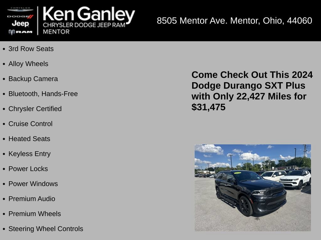 Certified 2024 Dodge Durango SXT w/ SXT Blacktop Group AWD/4WD image 5