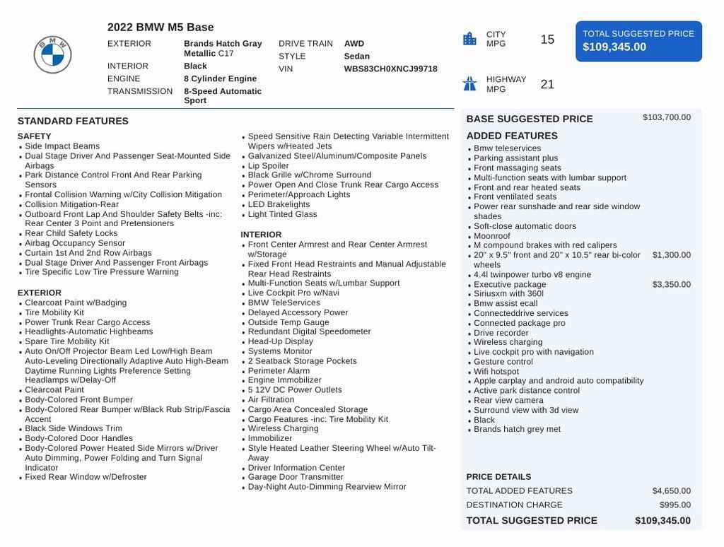 Used 2022 BMW M5 w/ Executive Package image 24