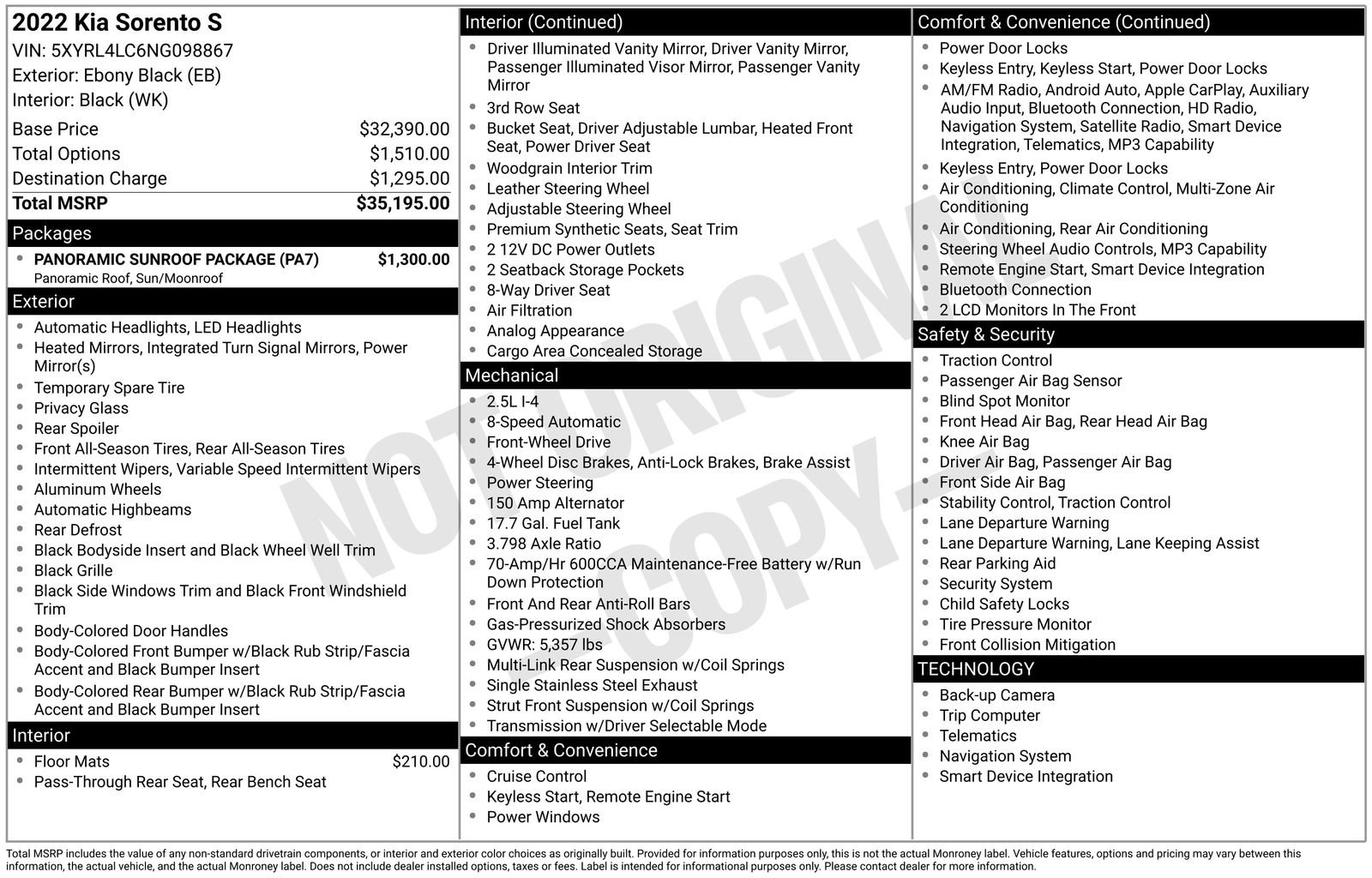 Used 2022 Kia Sorento S w/ Panoramic Sunroof Package image 24