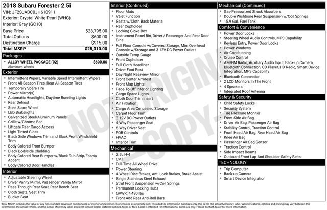 Used 2018 Subaru Forester 2.5i w/ Alloy Wheel Package image 24