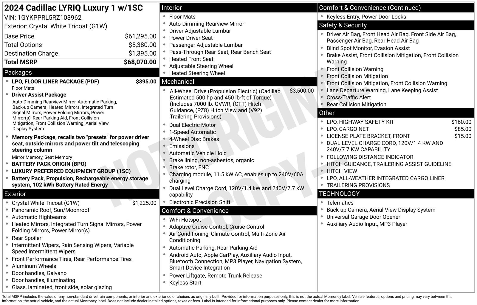 Certified 2024 Cadillac Lyriq Luxury w/ LPO, Floor Liner Package image 35