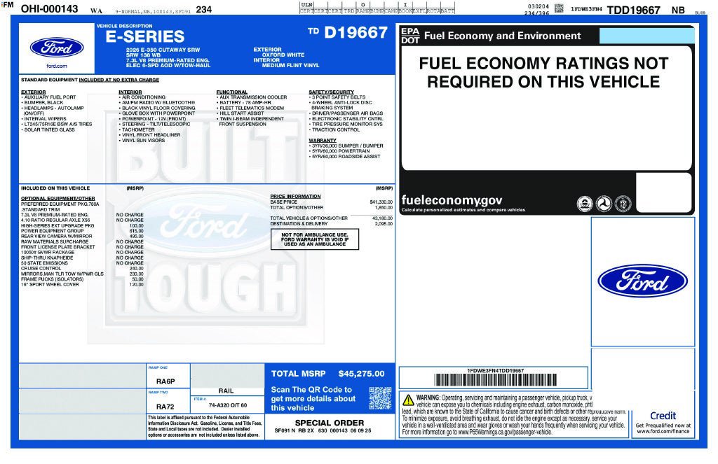 New 2026 Ford E-350 and Econoline 350 Super Duty w/ Power Equipment Group RWD image 3