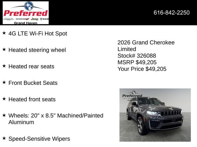 New 2026 Jeep Grand Cherokee Limited w/ Trailer Tow Package AWD/4WD image 18