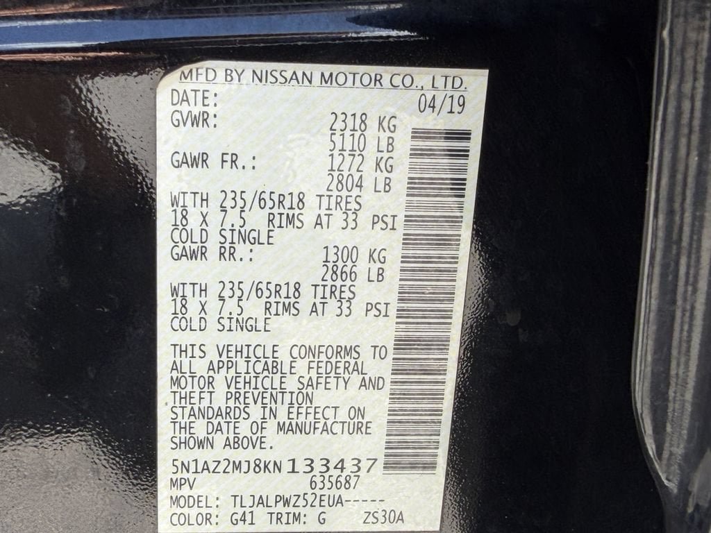 Used 2019 Nissan Murano S w/ Cargo Package FWD image 37