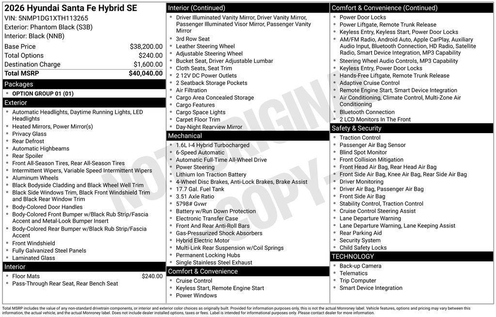 New 2026 Hyundai Santa Fe SE AWD/4WD image 6