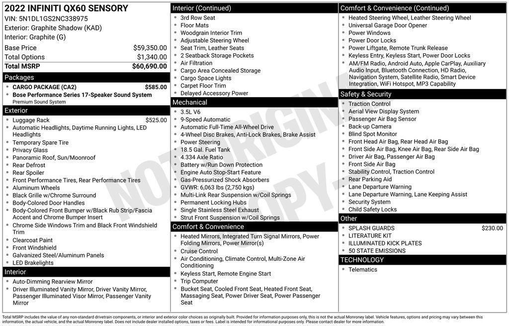 Used 2022 INFINITI QX60 Sensory w/ Cargo Package image 36