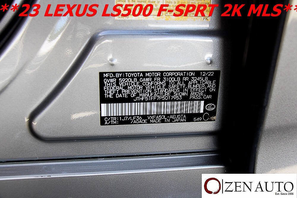 Used 2023 Lexus LS 500 F Sport w/ Cold Weather Package (CK) RWD image 63