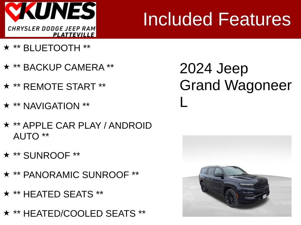 Used 2024 Jeep Grand Wagoneer L Series II w/ Quick Order Packagew 28T image 2