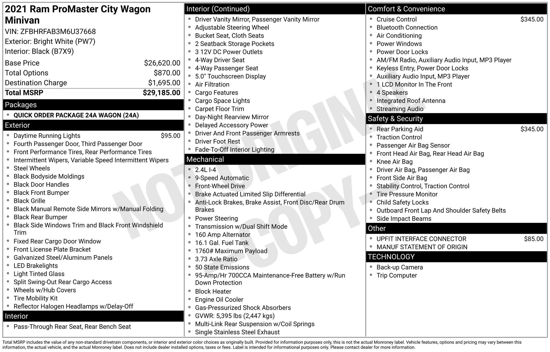 Used 2021 RAM ProMaster City Base image 4