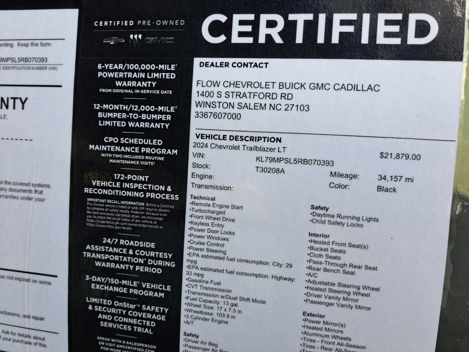 Certified 2024 Chevrolet TrailBlazer LT w/ LT Cold Weather Package FWD image 35