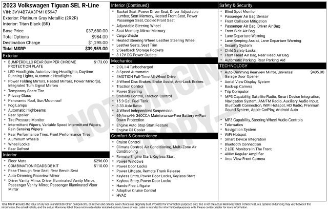Certified 2023 Volkswagen Tiguan SEL R-Line AWD/4WD image 37