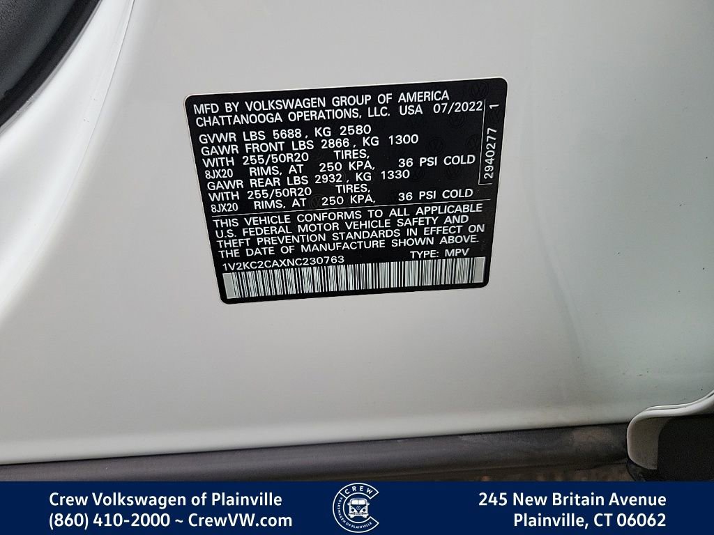 Certified 2022 Volkswagen Atlas Cross Sport SE w/ Panoramic Sunroof Package image 36