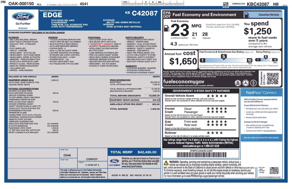 Used 2019 Ford Edge SEL w/ Equipment Group 201A image 33
