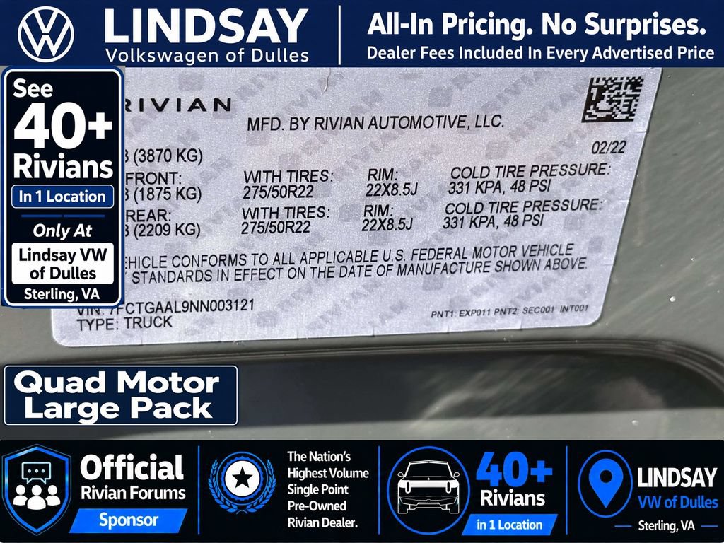 Used 2022 Rivian R1T Launch Edition AWD/4WD image 29