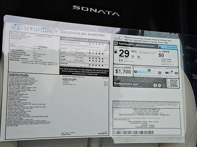 New 2026 Hyundai Sonata SEL image 18