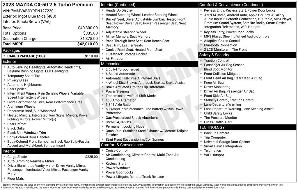Used 2023 MAZDA CX-50 AWD 2.5 Turbo w/ Cargo Package image 8