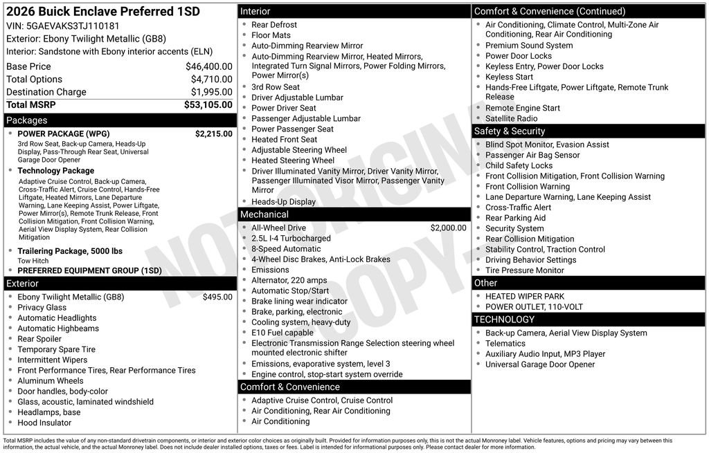 New 2026 Buick Enclave Preferred w/ Power Package image 39