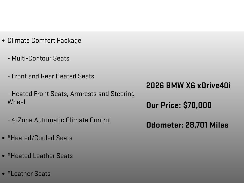 Used 2026 BMW X6 xDrive40i w/ Climate Comfort Package AWD/4WD image 24