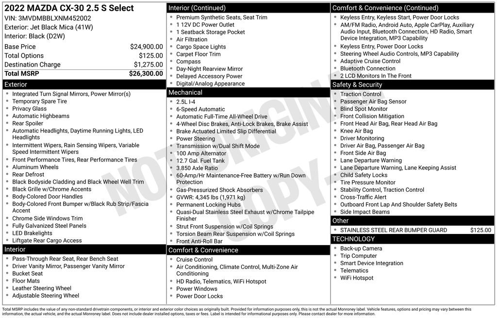 Certified 2022 MAZDA CX-30 AWD 2.5 S w/ Select Package image 17