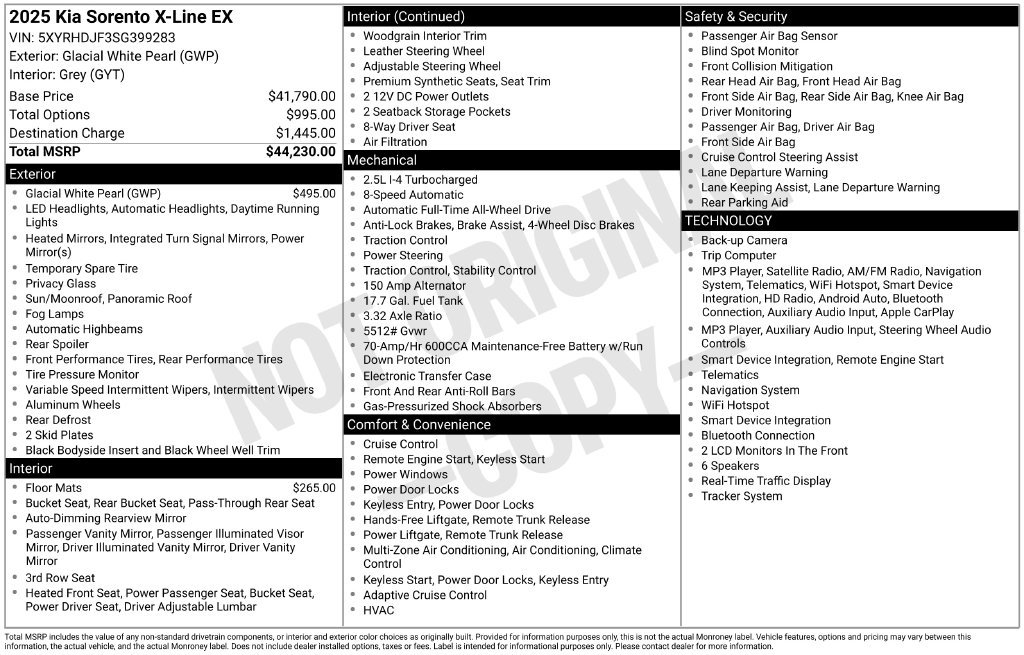 Certified 2025 Kia Sorento X-Line EX AWD/4WD image 8