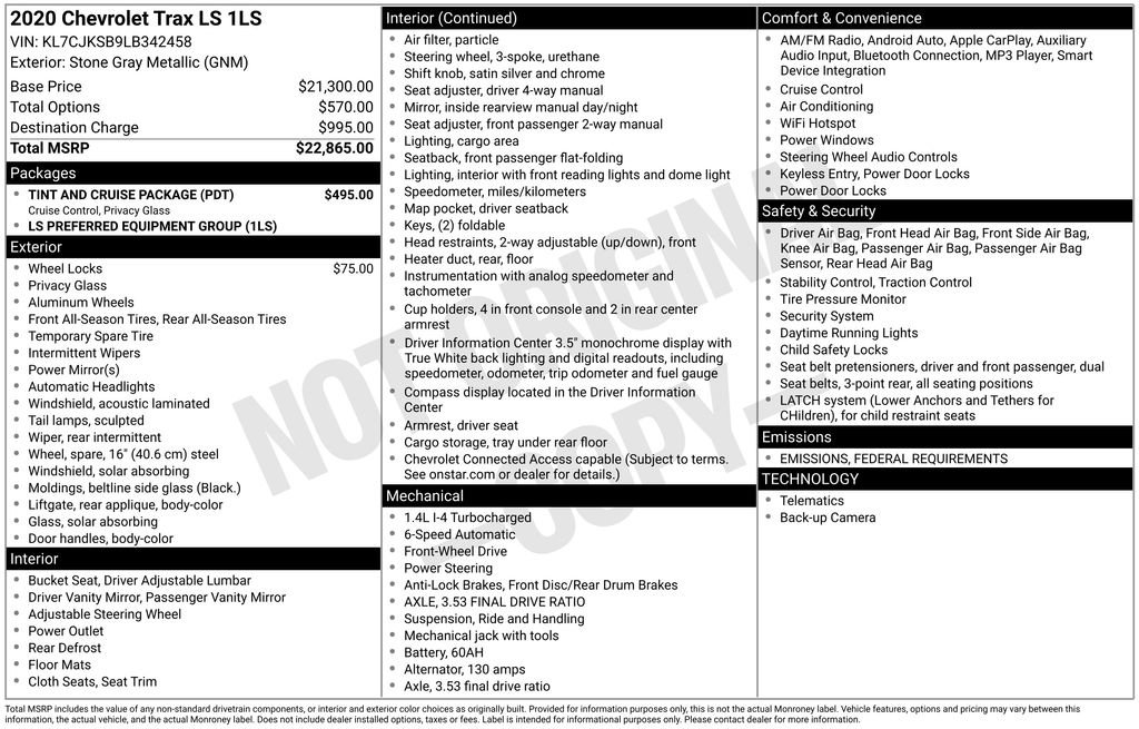 Certified 2020 Chevrolet Trax LS w/ Tint and Cruise Package image 4