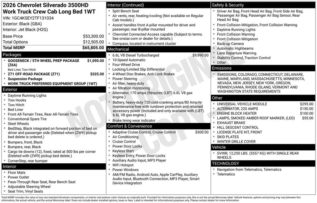 New 2026 Chevrolet Silverado 3500 W/T image 6