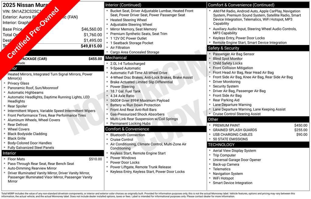 Certified 2025 Nissan Murano SL w/ Cargo Package image 40