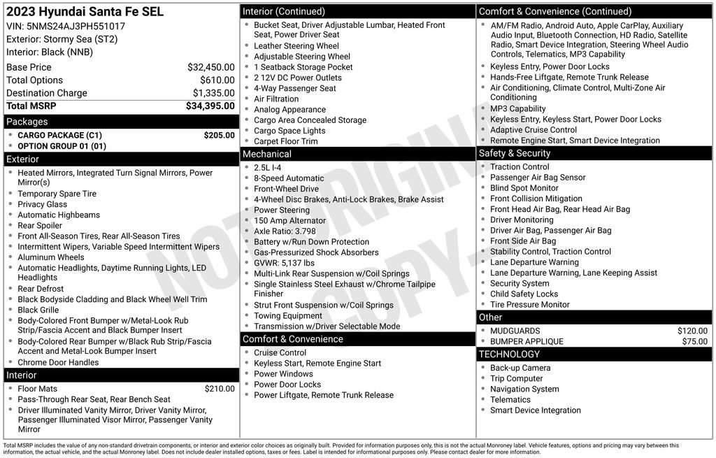 Used 2023 Hyundai Santa Fe SEL w/ Cargo Package FWD image 35