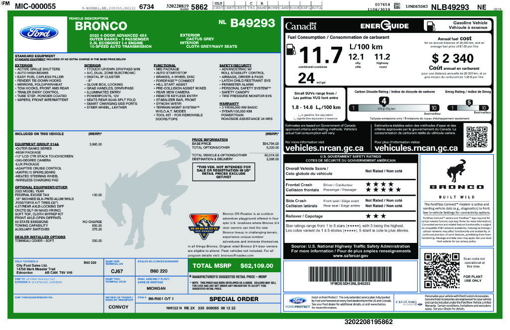 Certified 2022 Ford Bronco Outer Banks AWD/4WD image 47