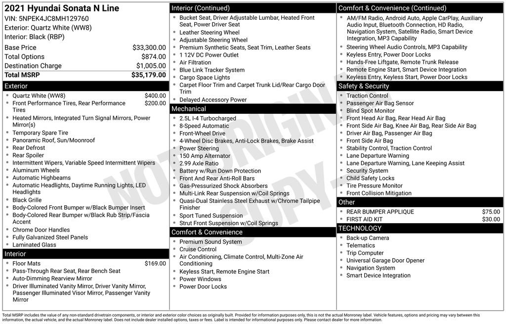 Certified 2021 Hyundai Sonata N Line image 33