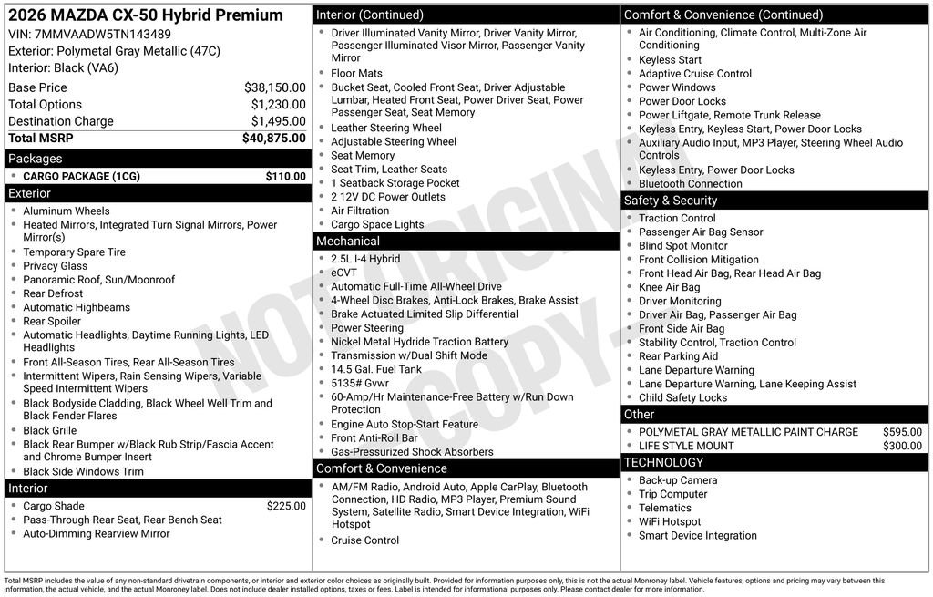 New 2026 MAZDA CX-50 AWD 2.5 Hybrid w/ Cargo Package image 12