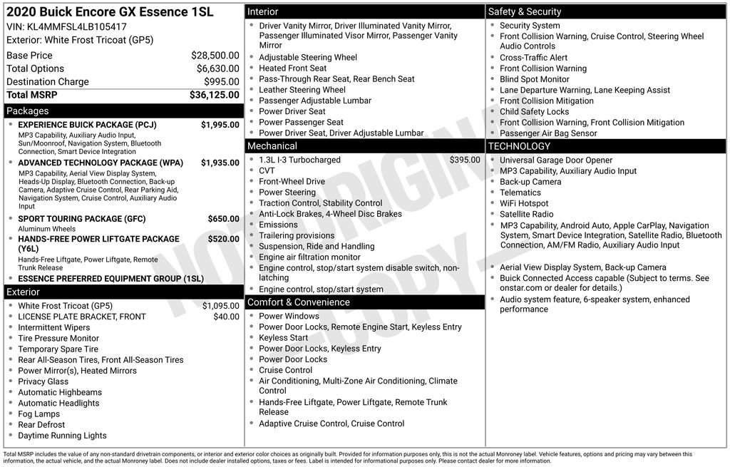 Used 2020 Buick Encore GX Essence w/ Experience Buick Package FWD image 11