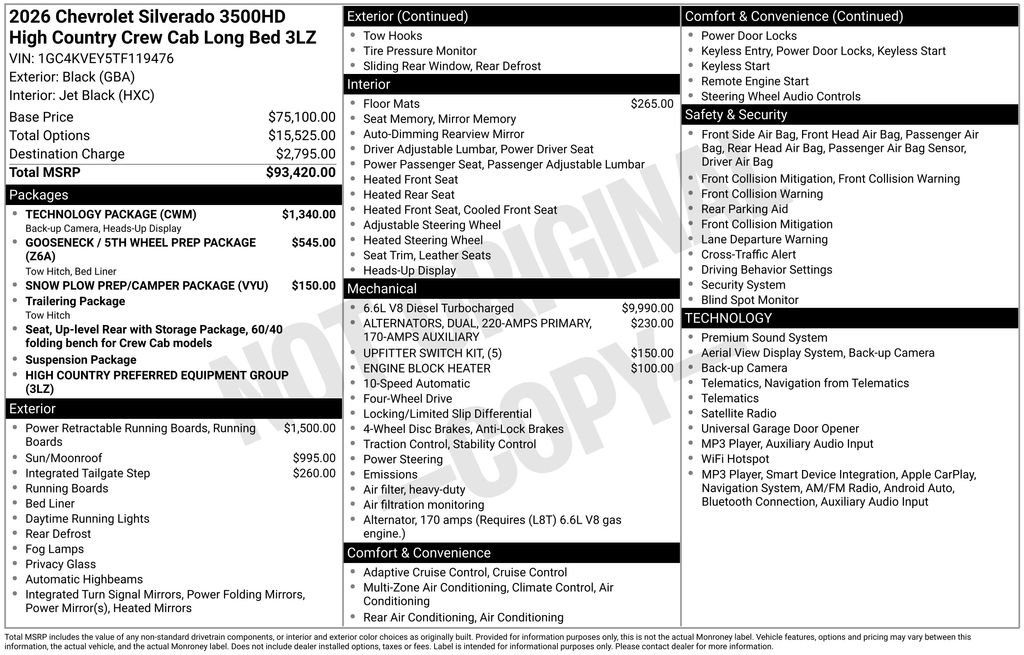 Used 2026 Chevrolet Silverado 3500 High Country w/ Technology Package AWD/4WD image 1