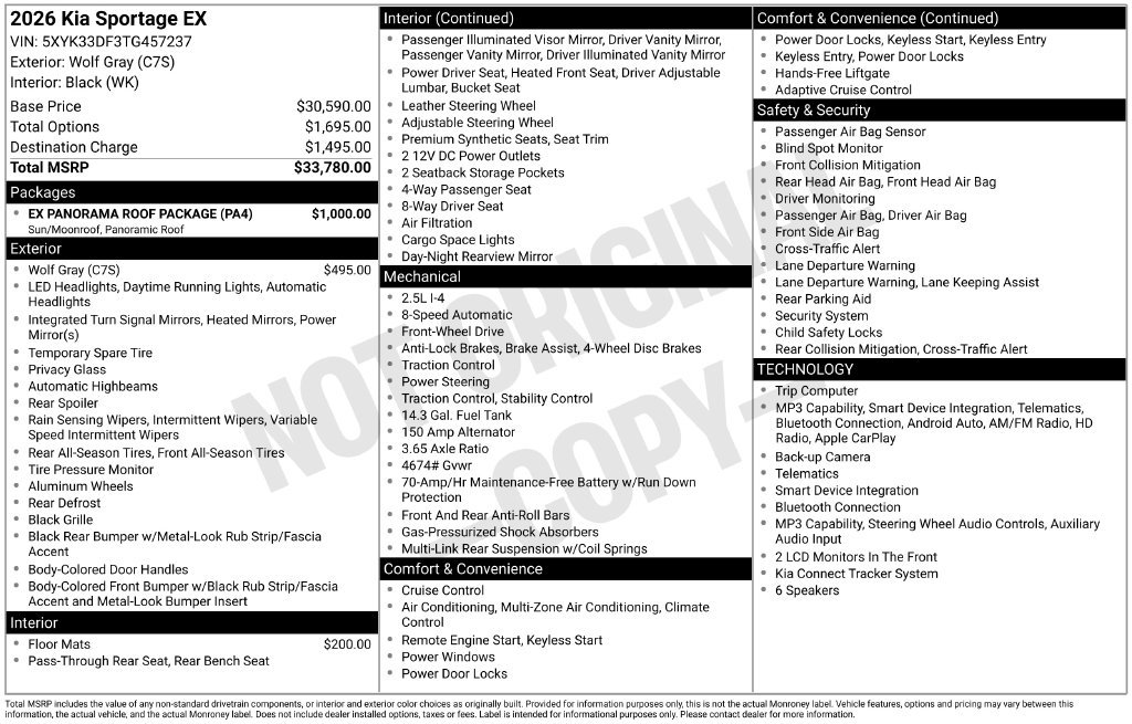 New 2026 Kia Sportage EX w/ EX Panorama Roof Package FWD image 4